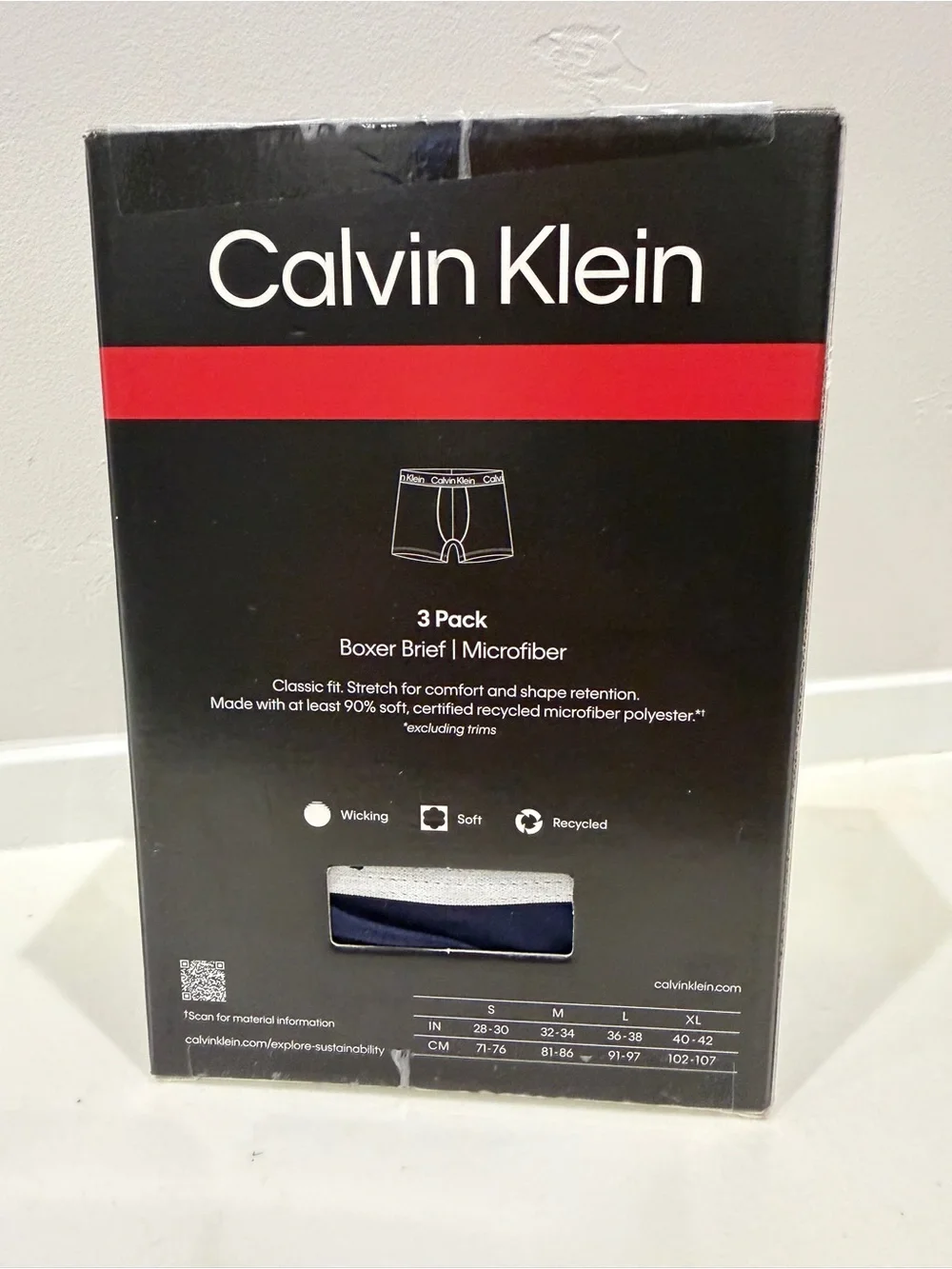 Calvin Klein Men's Microfiber Boxer Briefs - Black, White & Blue (3 Pack)